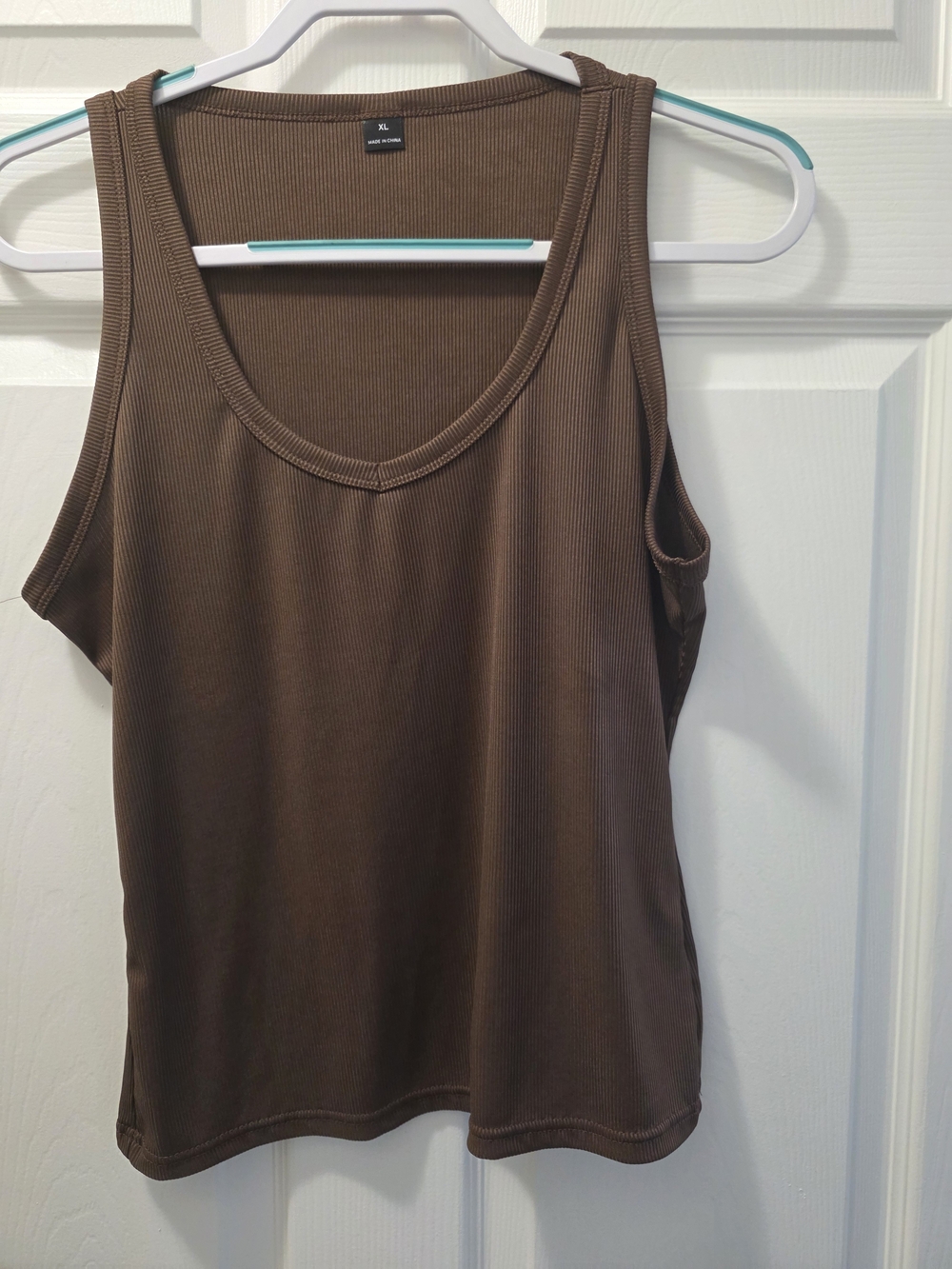 SHEIN Chocolate Ribbed Scoop Neck Tank Top